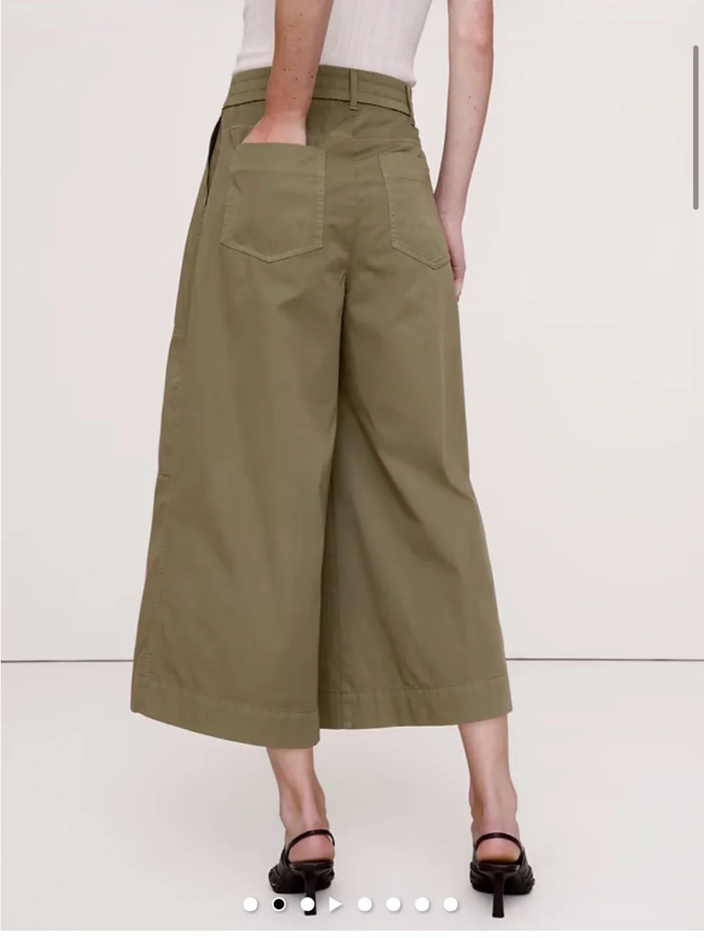 Banana Republic Olive Wide-Leg Cargo Culotte Pants